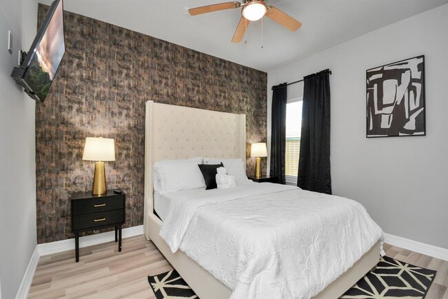 Primary Bedroom Furnished bedroom Houston apartment,Interior design bedroom